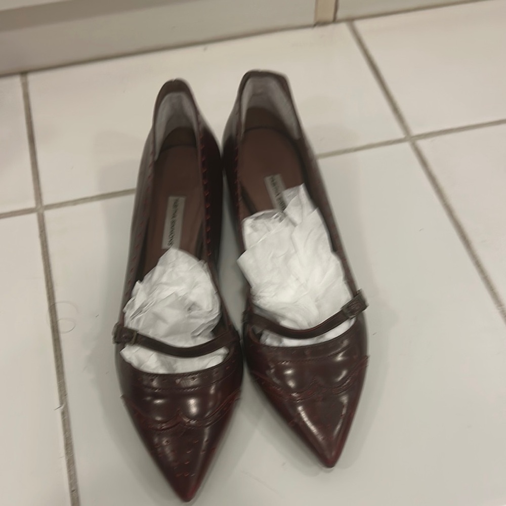 Tabitha Simmons Dark Brown Leather Flats